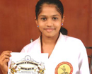 Karkal: Raksha Acharya, student of Bhuvanendra School bags Karate black belt